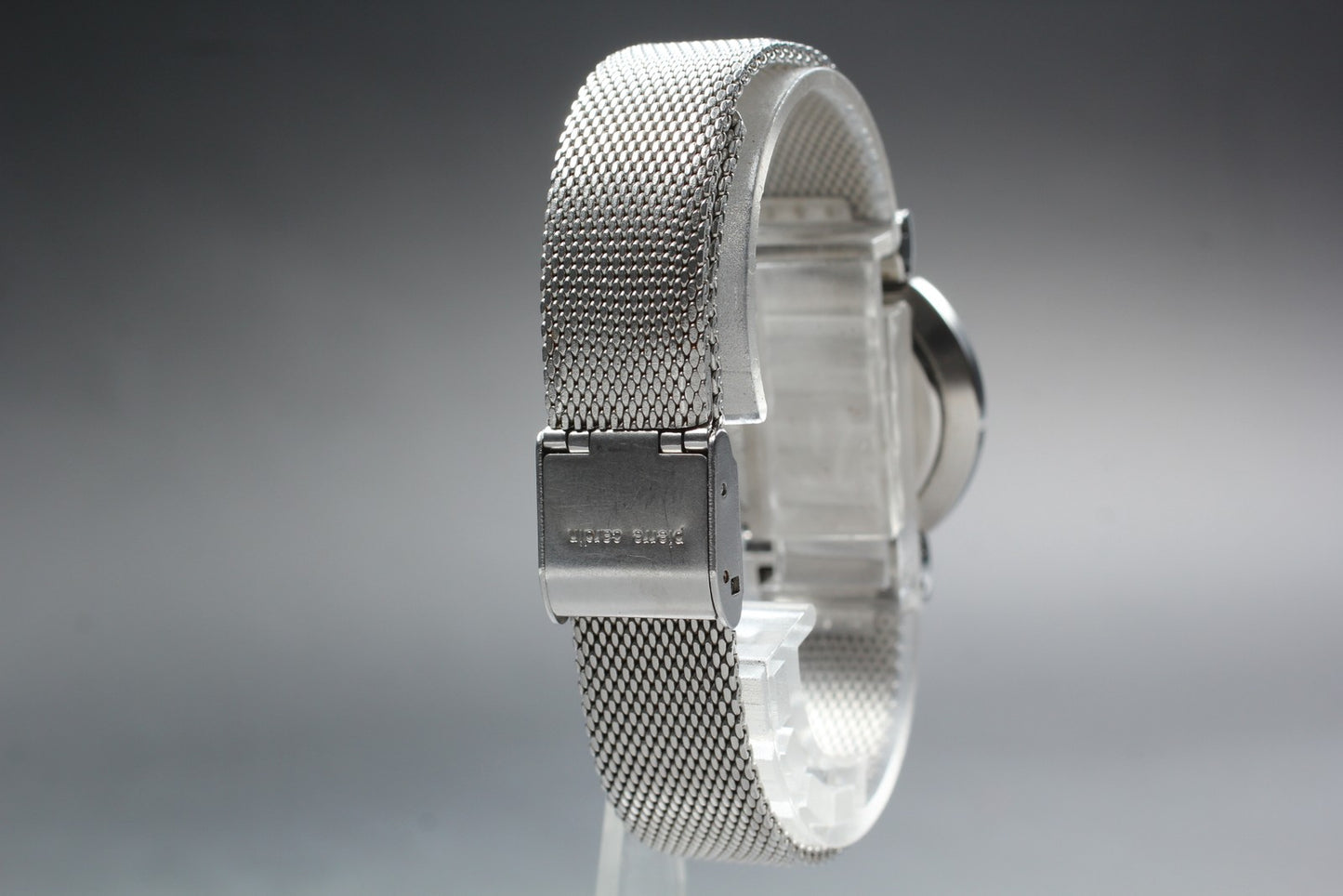 Near MINT Pierre Cardin 43312 Black Cross Dial Silver Quartz 29mm Ladies Watch