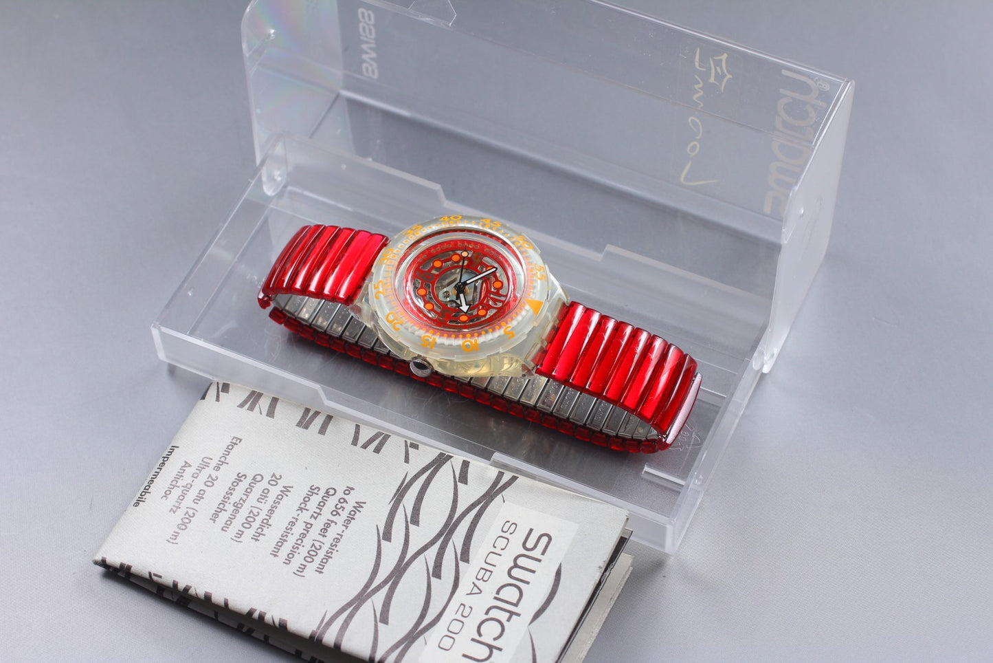 Full Set [Near MINT] Swatch Red Marine SDK114 200m 1994 38mm Men's Watch Box