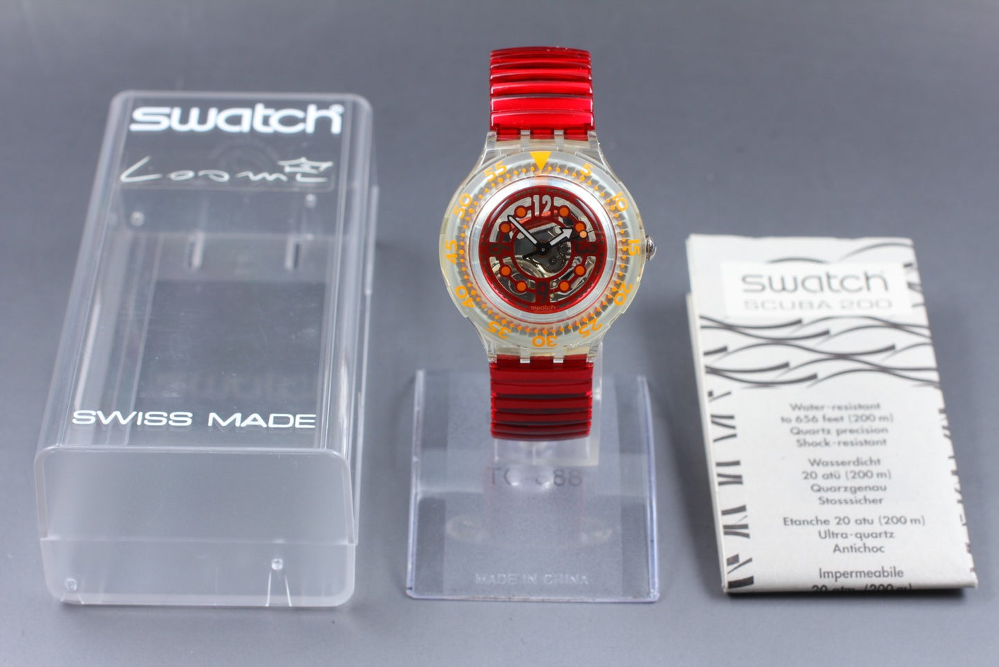 Full Set [Near MINT] Swatch Red Marine SDK114 200m 1994 38mm Men's Watch Box