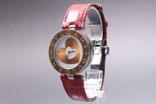Exc+5 BVLGARI B.zero1 BZP35S Double Heart 18K Gold Bezel 35mm Qz Ladies Watch
