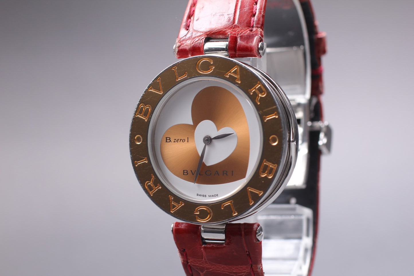 Exc+5 BVLGARI B.zero1 BZP35S Double Heart 18K Gold Bezel 35mm Qz Ladies Watch