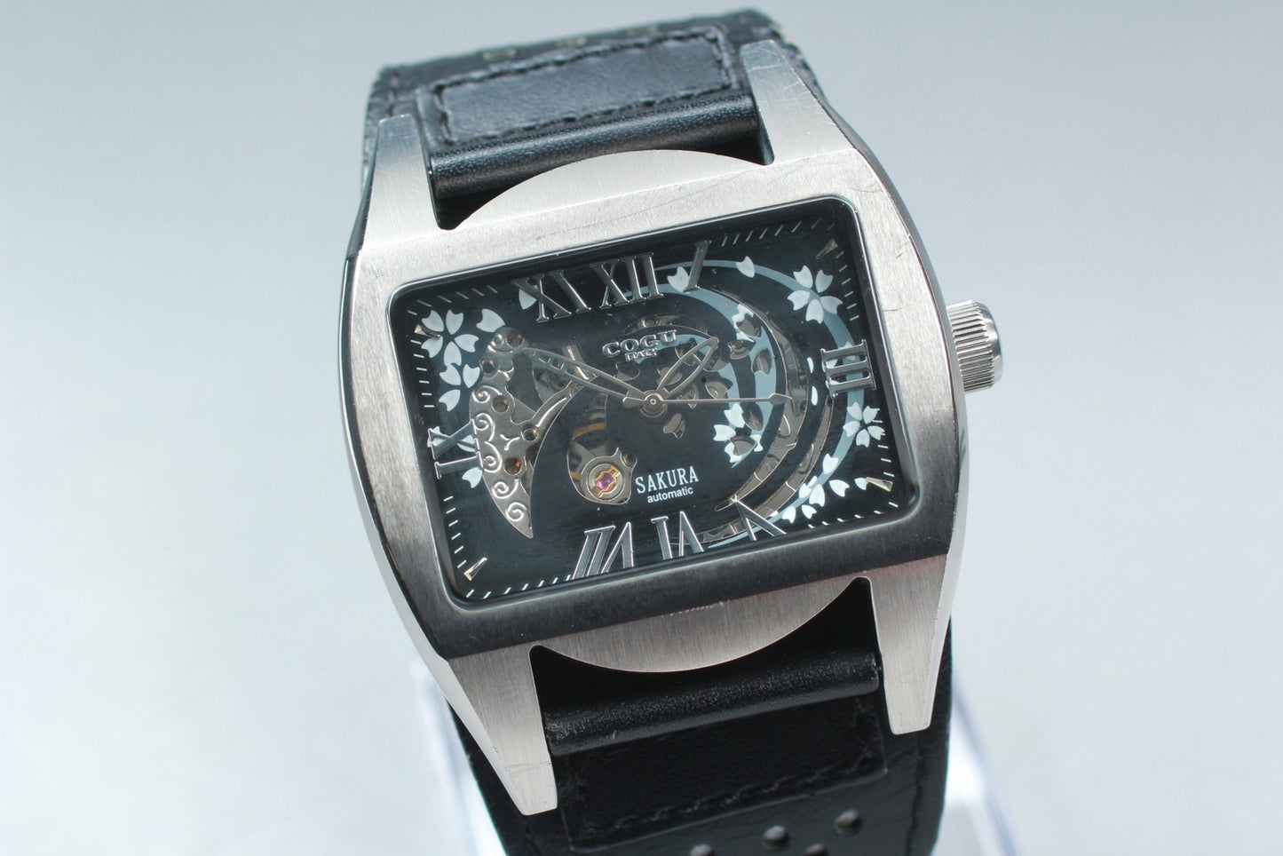 Near MINT Cogu Italy Sakura Open Heart Square Automatic 46mm Men's Watch Japan
