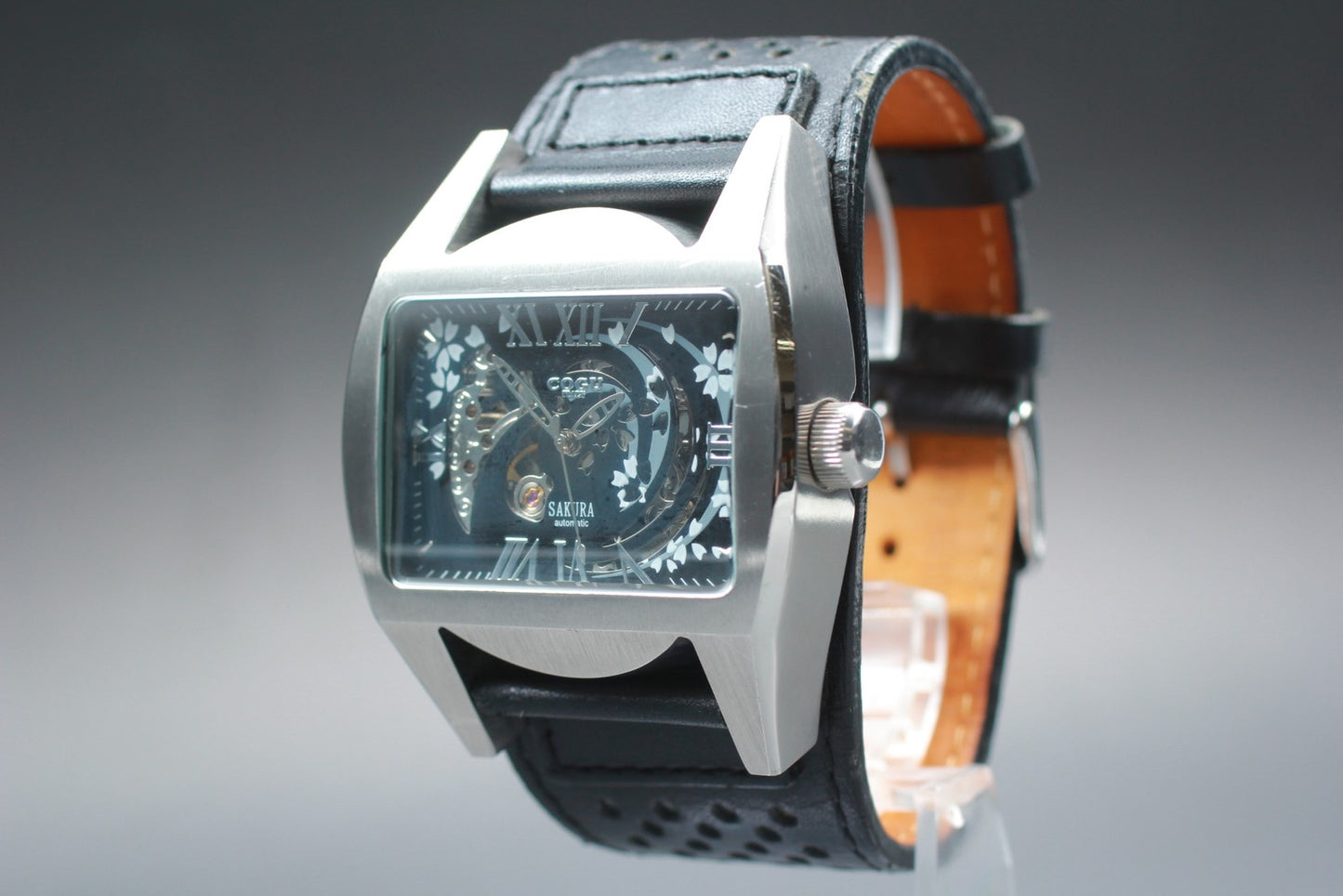 Near MINT Cogu Italy Sakura Open Heart Square Automatic 46mm Men's Watch Japan