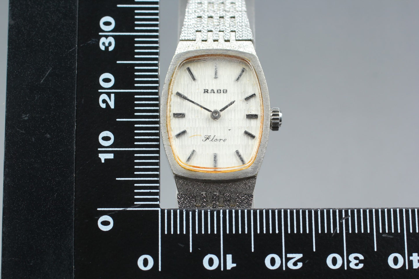 Vintage 1970s Exc+4 RADO Flare 601 Silver Textured Bracelet Manual Ladies Watch