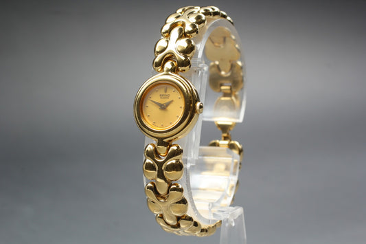 Vintage 1992 [Near MINT] Seiko 4N00-0950 Gold Bracelet Quartz 19mm Ladies Watch