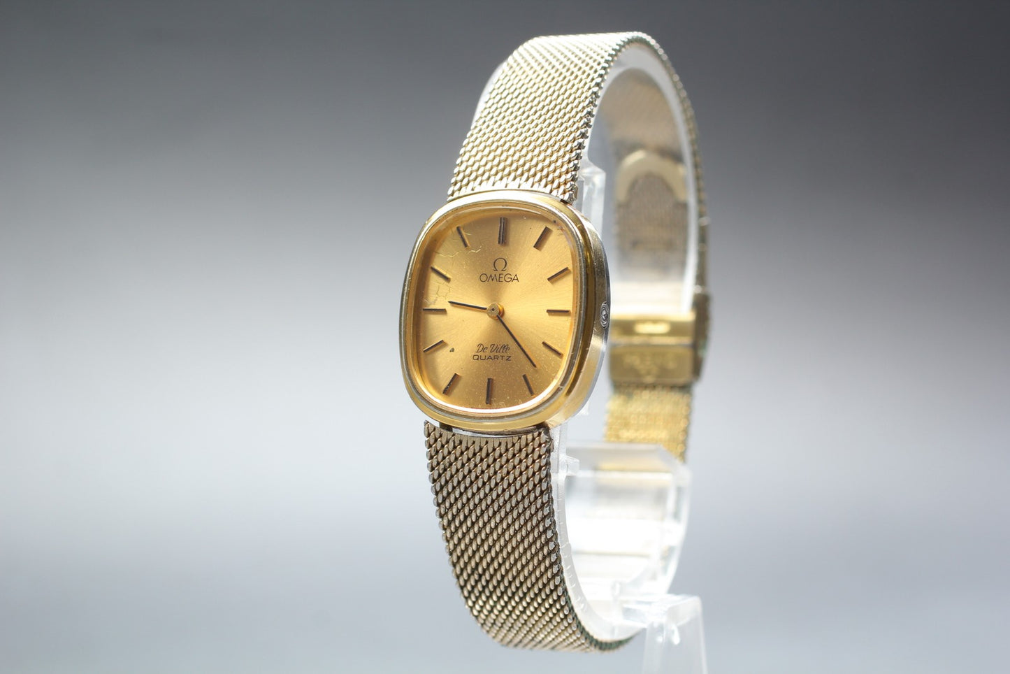 Vintage 1979 [Exc+5] OMEGA De Ville 1353 Gold Dial Quartz 22mm Ladies Watch