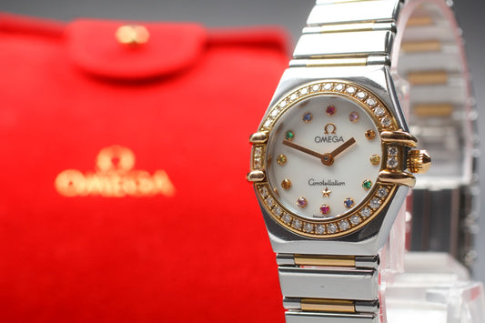 N MINT OMEGA Constellation Mini Iris 895.1243 Cal.1456 Diamond Qz Ladies Watch