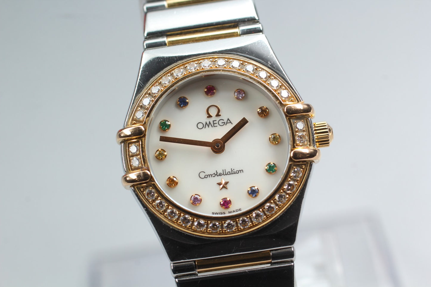 N MINT OMEGA Constellation Mini Iris 895.1243 Cal.1456 Diamond Qz Ladies Watch