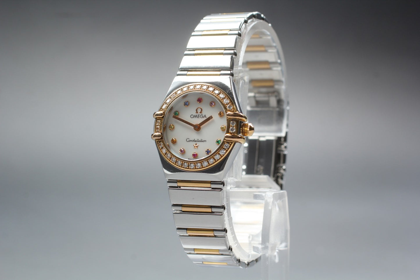 N MINT OMEGA Constellation Mini Iris 895.1243 Cal.1456 Diamond Qz Ladies Watch