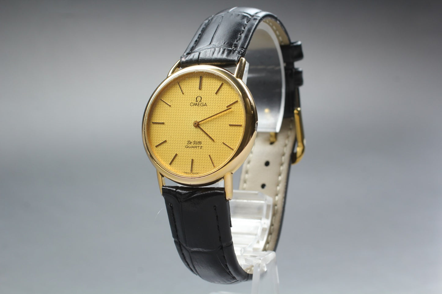 Vintage [Exc+5] OMEGA De Ville 1351 Gold Quartz Push Crown 33mm Men's Watch