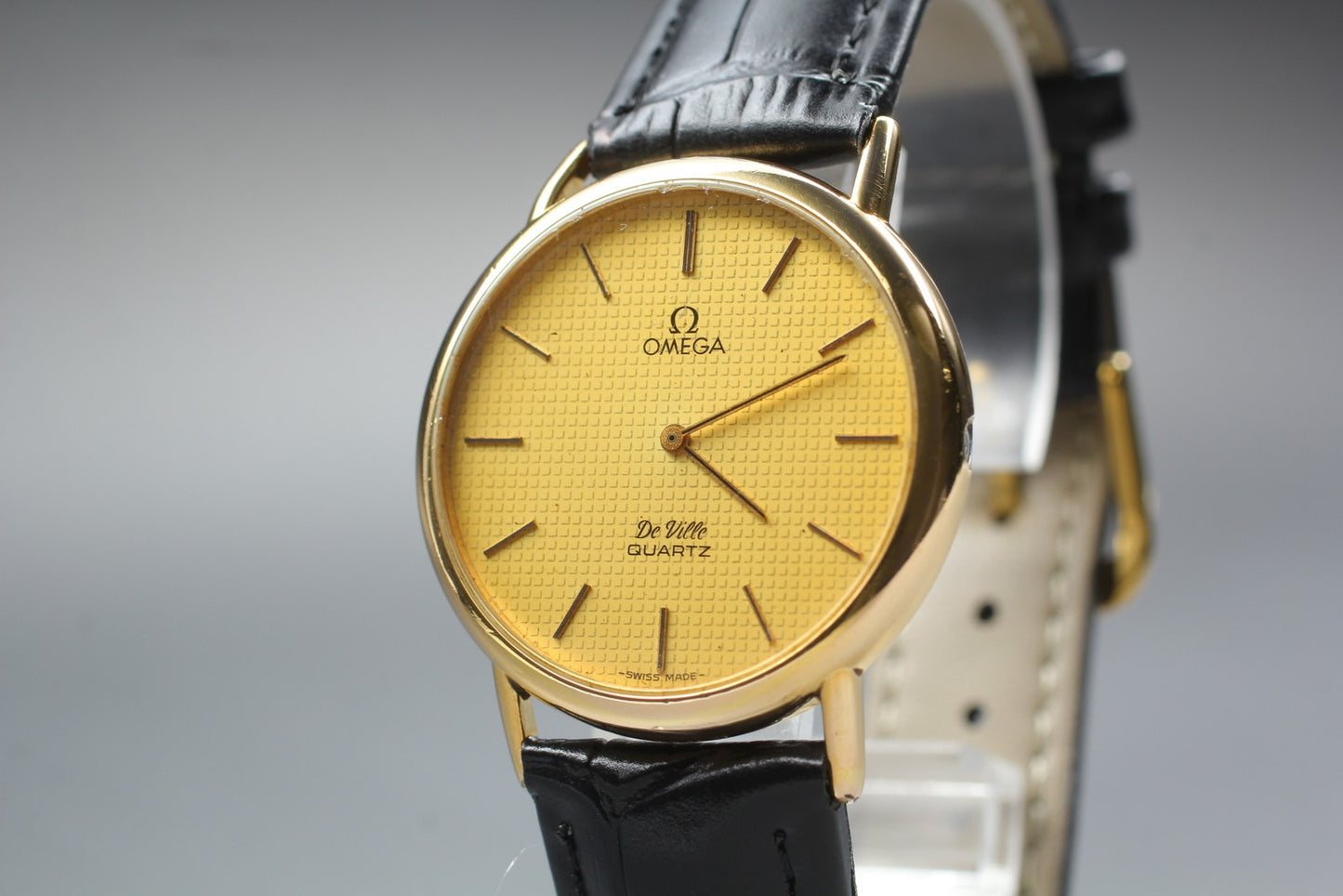 Vintage [Exc+5] OMEGA De Ville 1351 Gold Quartz Push Crown 33mm Men's Watch