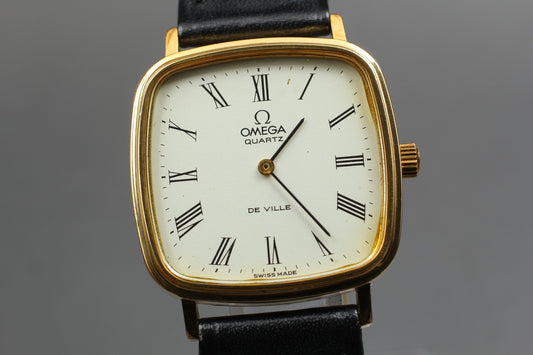 Near MINT OMEGA De Ville 191.0045 Cal.1330 White Roman Quartz 31mm Men's Watch