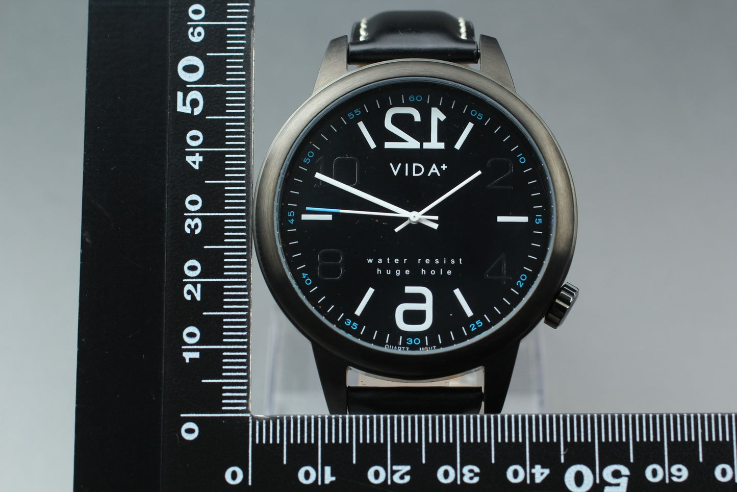 Near MINT w/ New Batt* VIDA+ Huge Hold Black Dial Quartz 48mm Men's Watch JAPAN