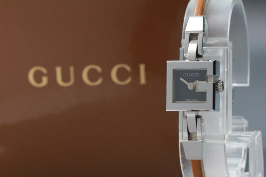 Near MINT / Box GUCCI Mini G 102 Black Dial 14mm Quartz Ladies Watch From JAPAN
