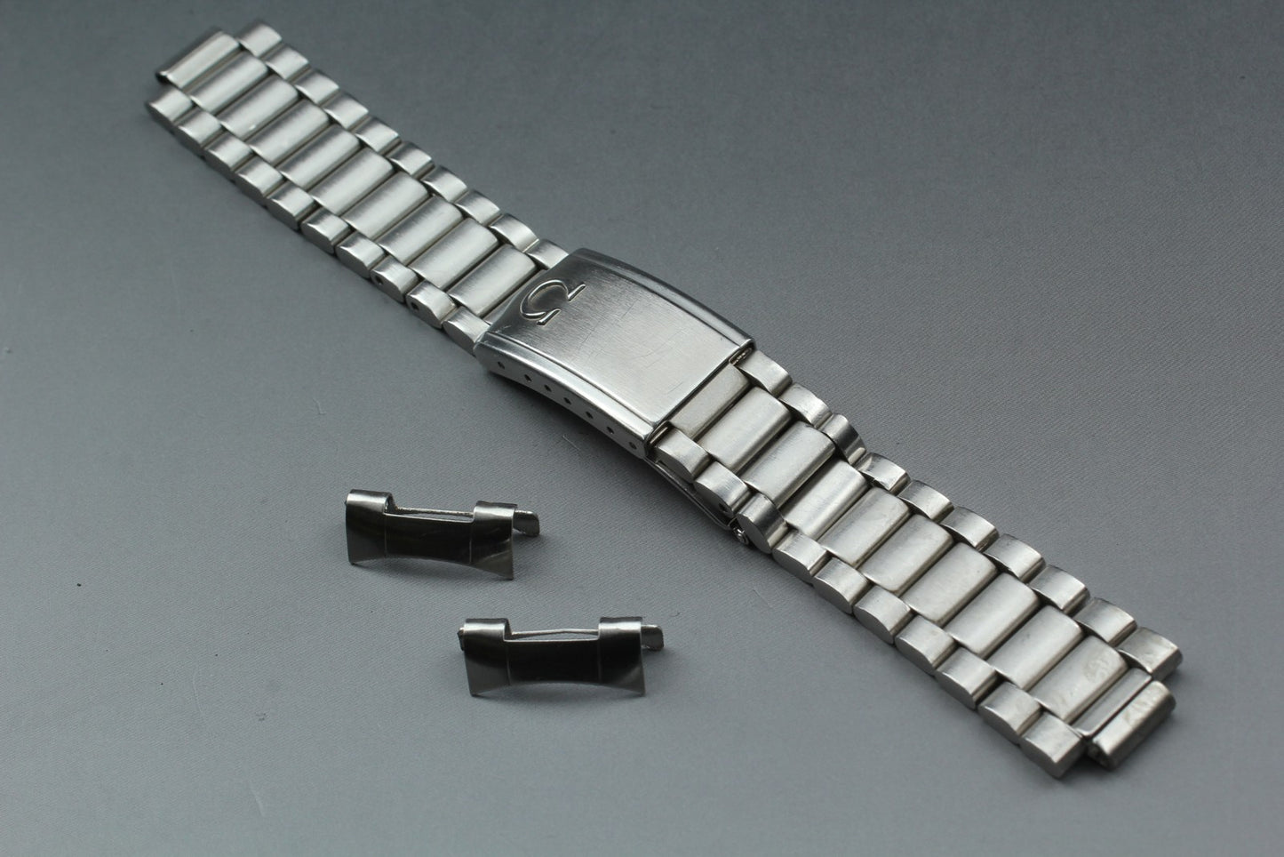N MINT w/ End Link 167 OMEGA 1171 Silver Stainless Steel Men's Watch Bracelet