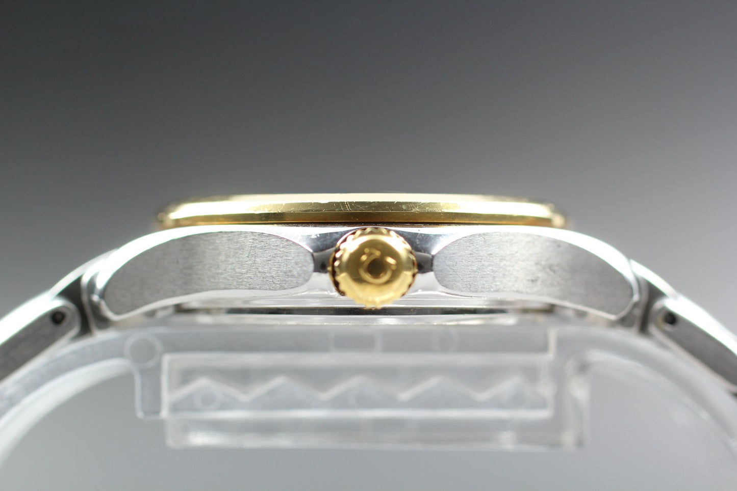 Near MINT OH OMEGA Seamaster 120m Blue 18K Gold 18KYG Quartz 30mm Ladies Watch