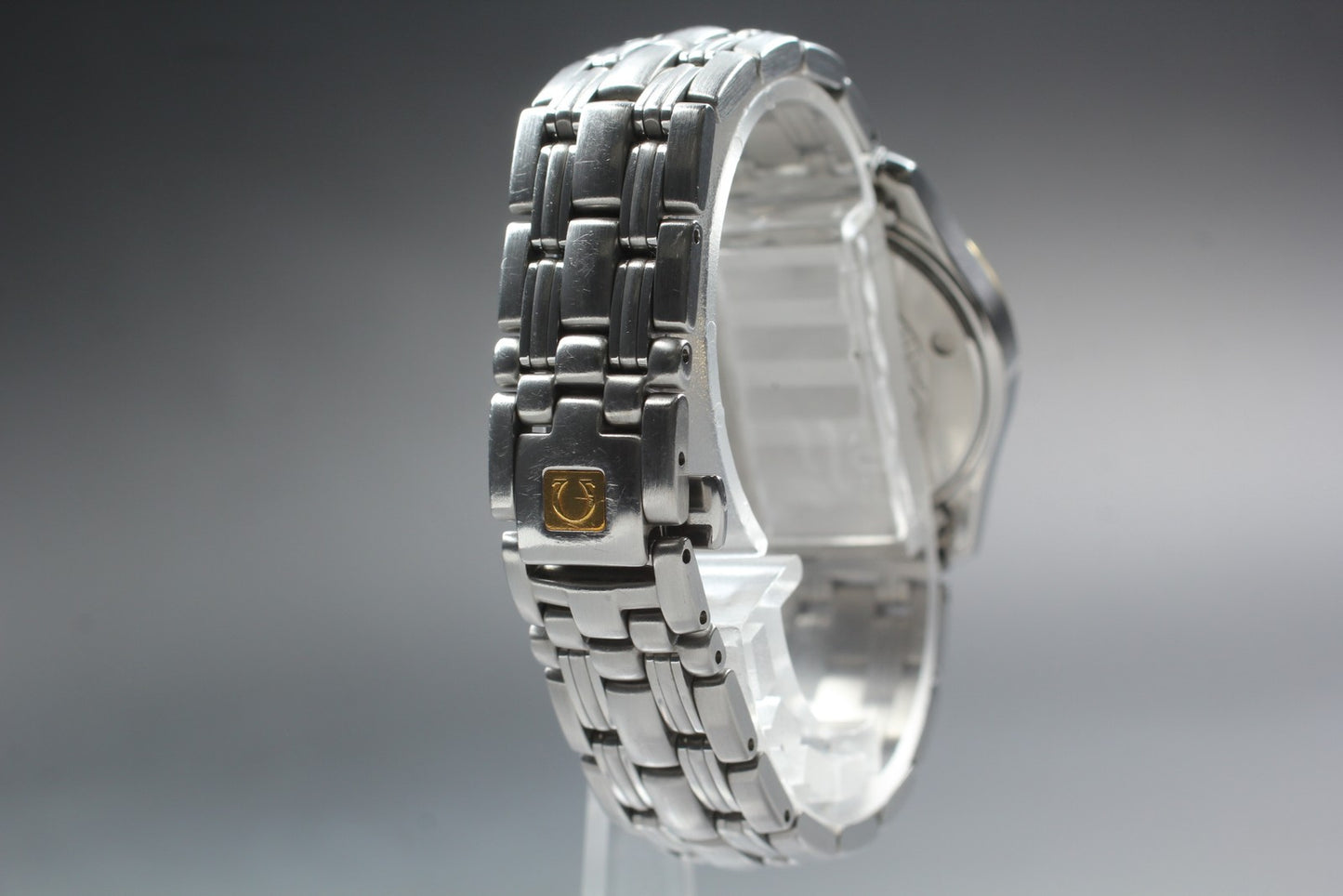 Near MINT OH OMEGA Seamaster 120m Blue 18K Gold 18KYG Quartz 30mm Ladies Watch