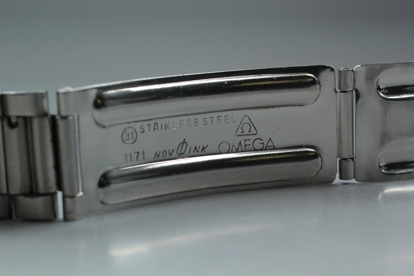 N MINT w/ End Link 167 OMEGA 1171 Silver Stainless Steel Men's Watch Bracelet