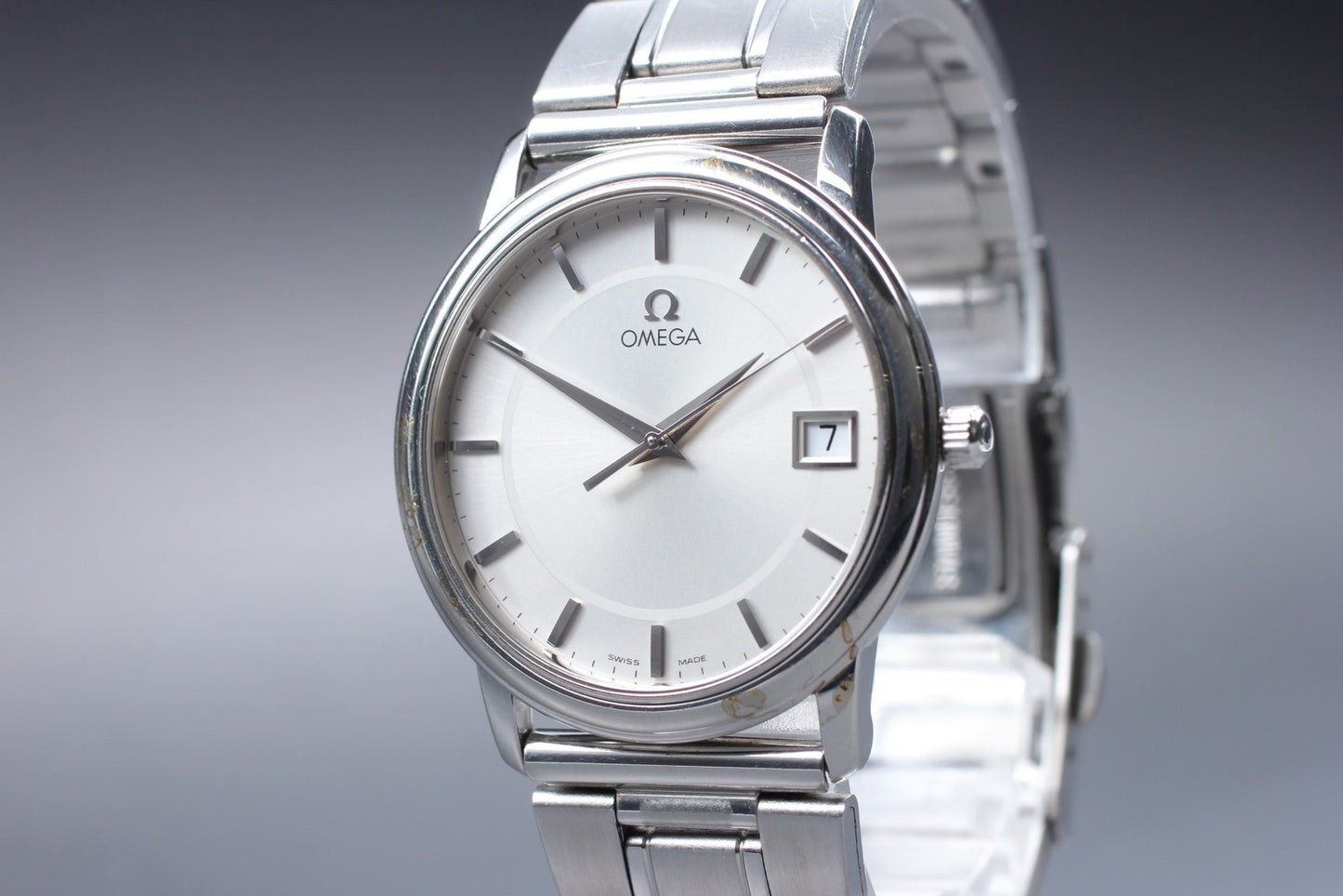 N MINT OMEGA De Ville Prestige 196.1150 Cal.1532 Silver Quartz 34mm Men's Watch