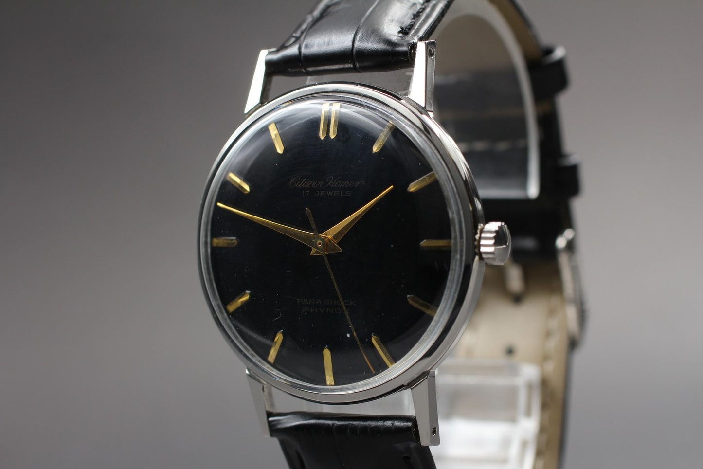 OH 1962 [N MINT] Citizen Homer HR151301 Rare Black 17J Manual 35mm Men's Watch