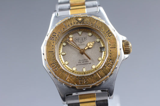 N MINT TAG Heuer Professional 3000 934.208 Gold Bezel Quartz 30mm Ladies Watch