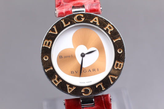 Exc+5 BVLGARI B.zero1 BZP35S Double Heart 18K Gold Bezel 35mm Qz Ladies Watch