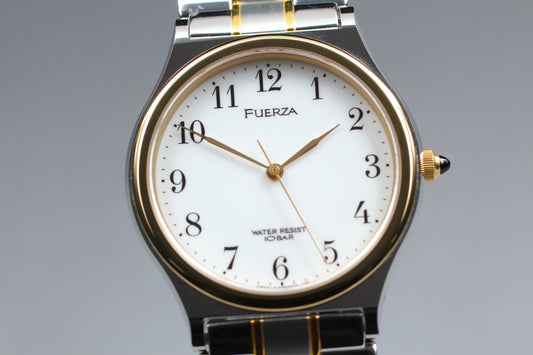 MINT w/ Tag Orient Fuerza C752G1-60 White Arabic Quartz 33mm Men's Watch JAPAN