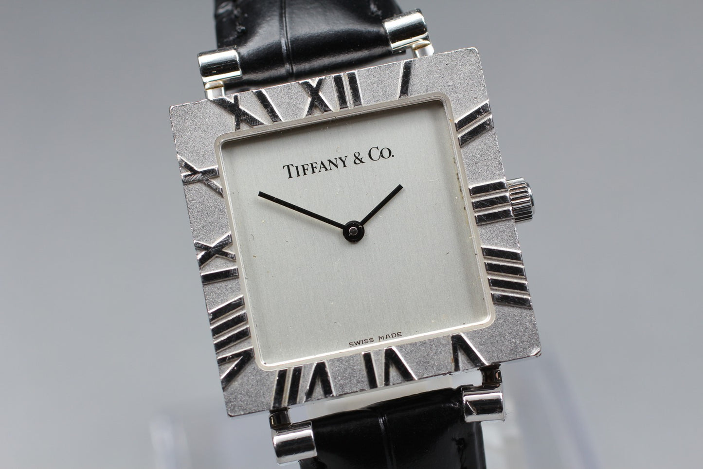Exc+5 Tiffany & Co. Atlas M3640 Square Sterling Silver Quartz 27mm Men's Watch