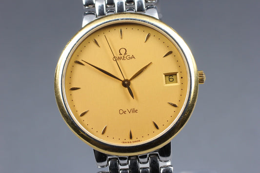 1995 [Near MINT] OMEGA De Ville 396.2432 Cal.1532 GF/SS Quartz 32mm Men's Watch