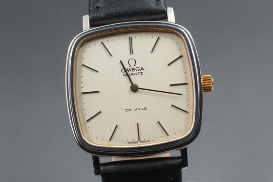 Near MINT OMEGA De Ville 191.0045 Cal.1330 Silver Square Quartz 31mm Men's Watch