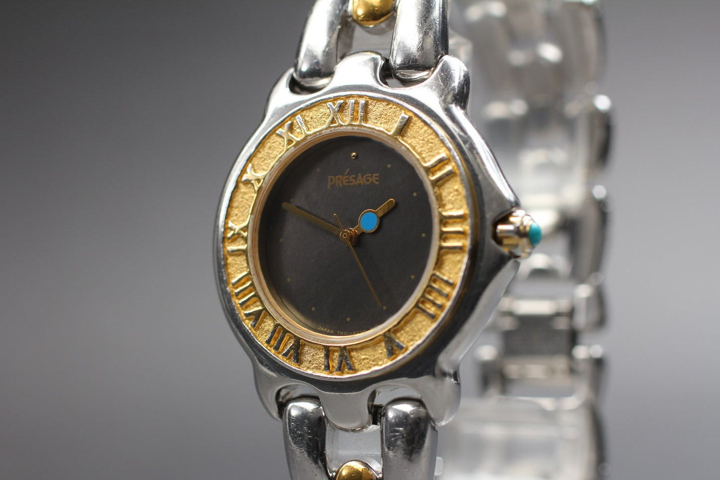 Vtg 1992 [N MINT] Seiko Presage 7N01-6190 Black Dial Two-Tone 32mm Quartz Watch