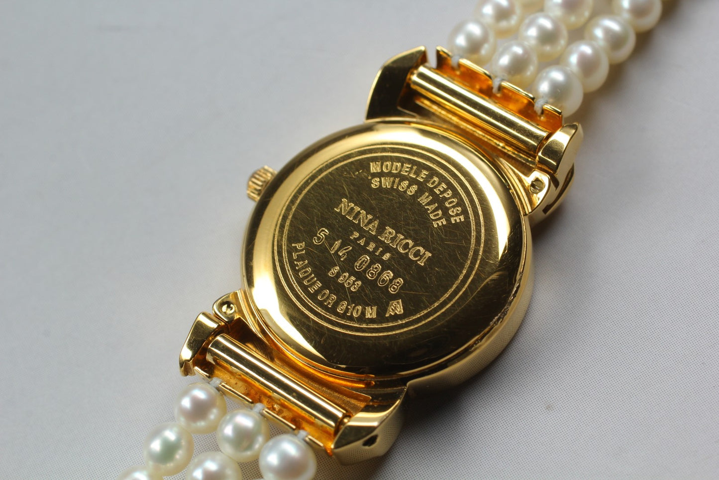 2 Straps [Near MINT] Nina Ricci S953 Gold Roman Dial Quartz 20mm Ladies Watch