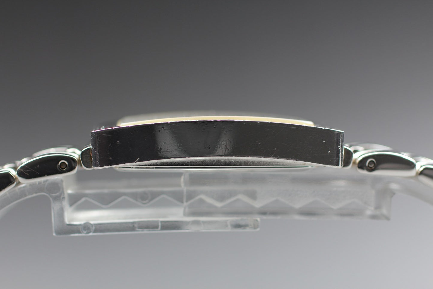 New Battery Near MINT Givenchy Square Tank Silver Quartz 24mm Men's Watch JAPAN