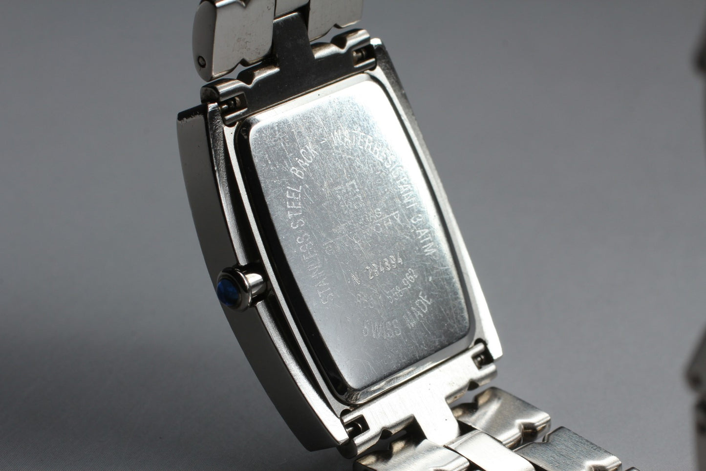 New Battery Near MINT Givenchy Square Tank Silver Quartz 24mm Men's Watch JAPAN