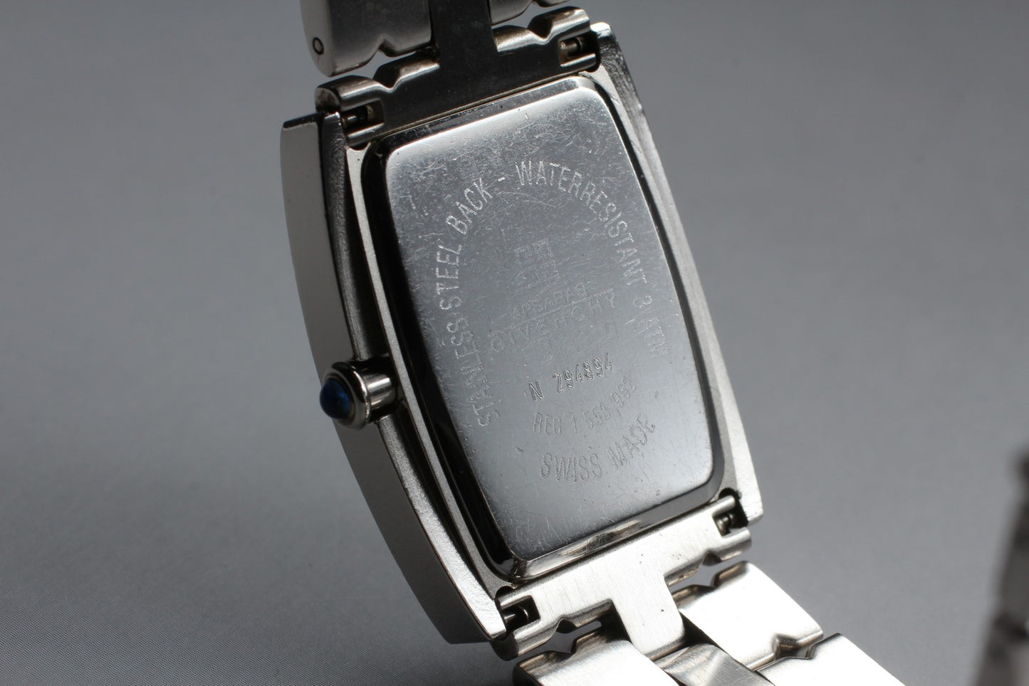 New Battery Near MINT Givenchy Square Tank Silver Quartz 24mm Men's Watch JAPAN