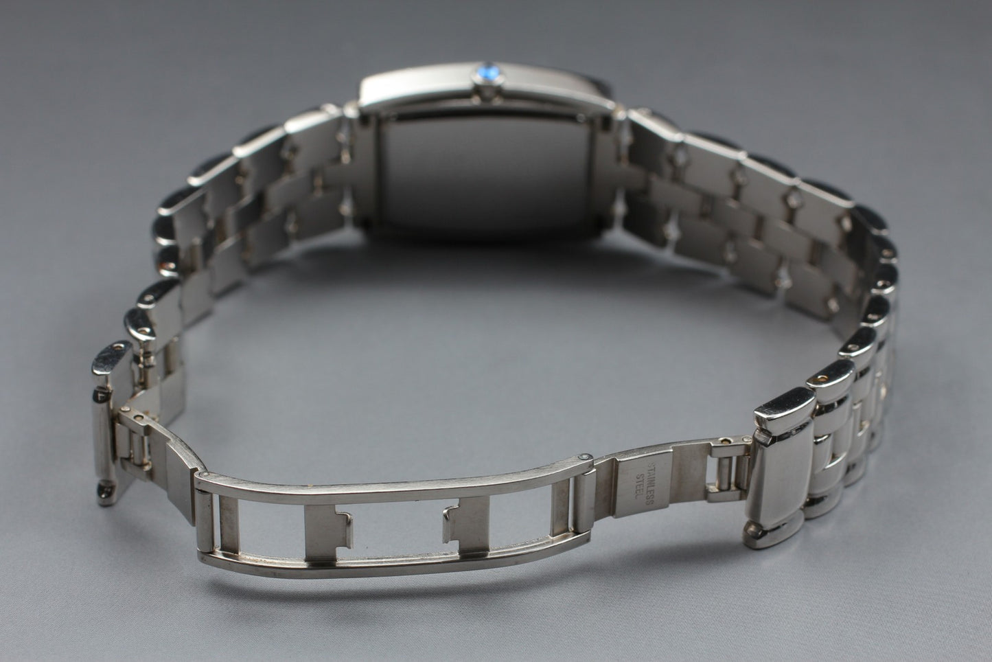 New Battery Near MINT Givenchy Square Tank Silver Quartz 24mm Men's Watch JAPAN