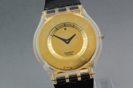 Exc+5 Swatch Skin AG 2002 Gold Quartz 33mm Men's Watch