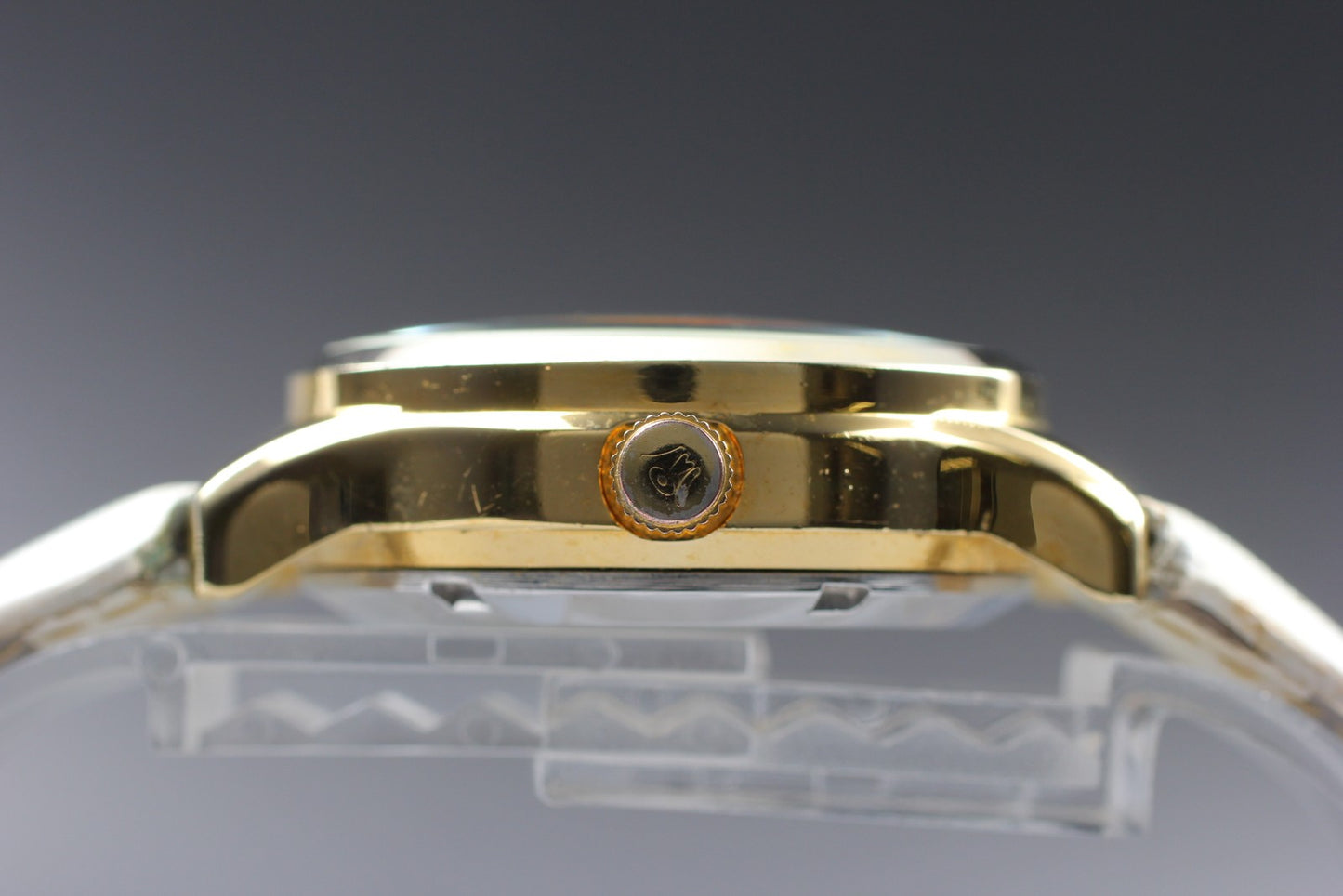 Near MINT OUYAWEI Gold Silver Colorful Stons Automatic Men's Watch  From JAPAN