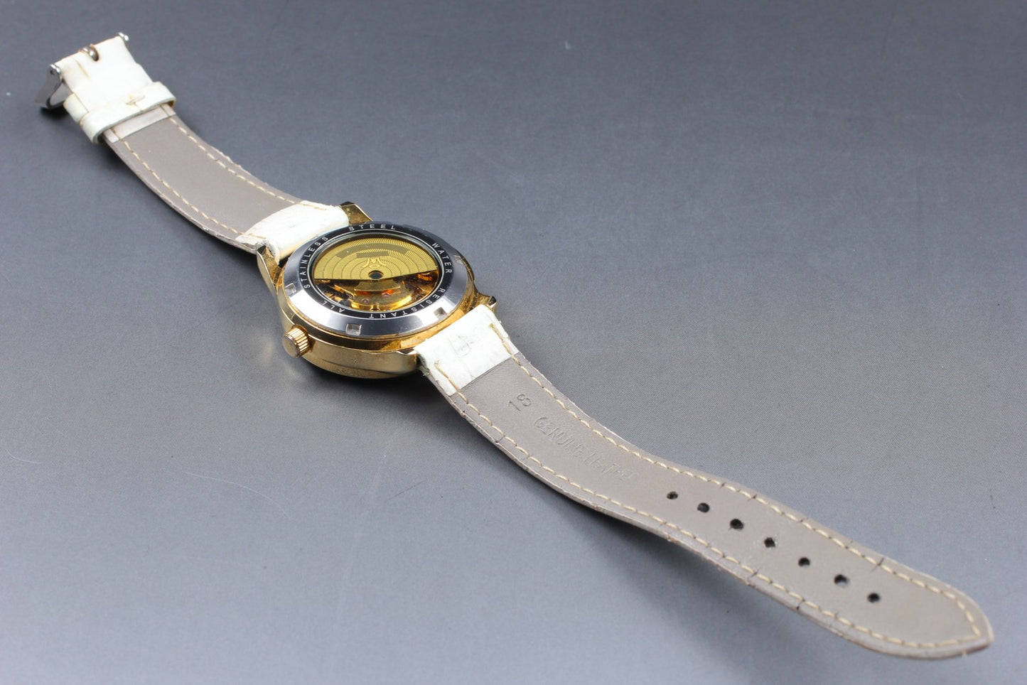 Near MINT OUYAWEI Gold Silver Colorful Stons Automatic Men's Watch  From JAPAN