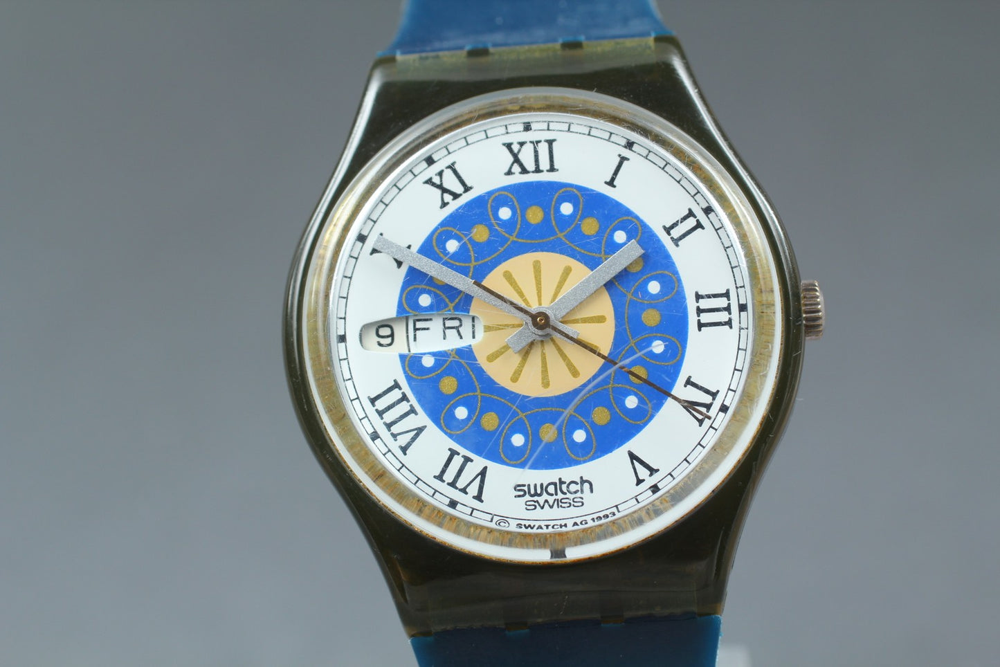 Exc+5 Swatch GM705 Snow Black Blue Quartz 34mm Men's Watch