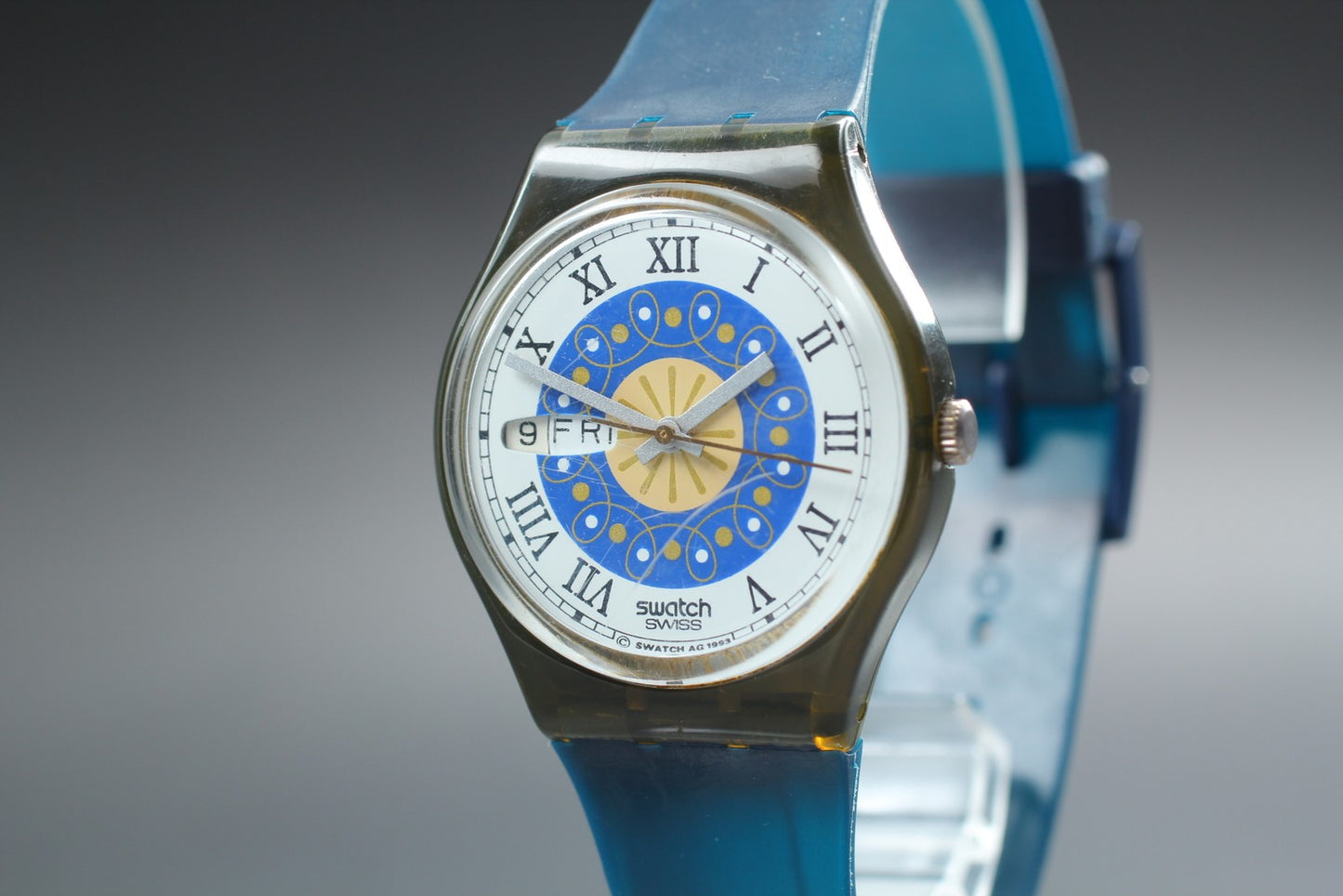 Exc+5 Swatch GM705 Snow Black Blue Quartz 34mm Men's Watch