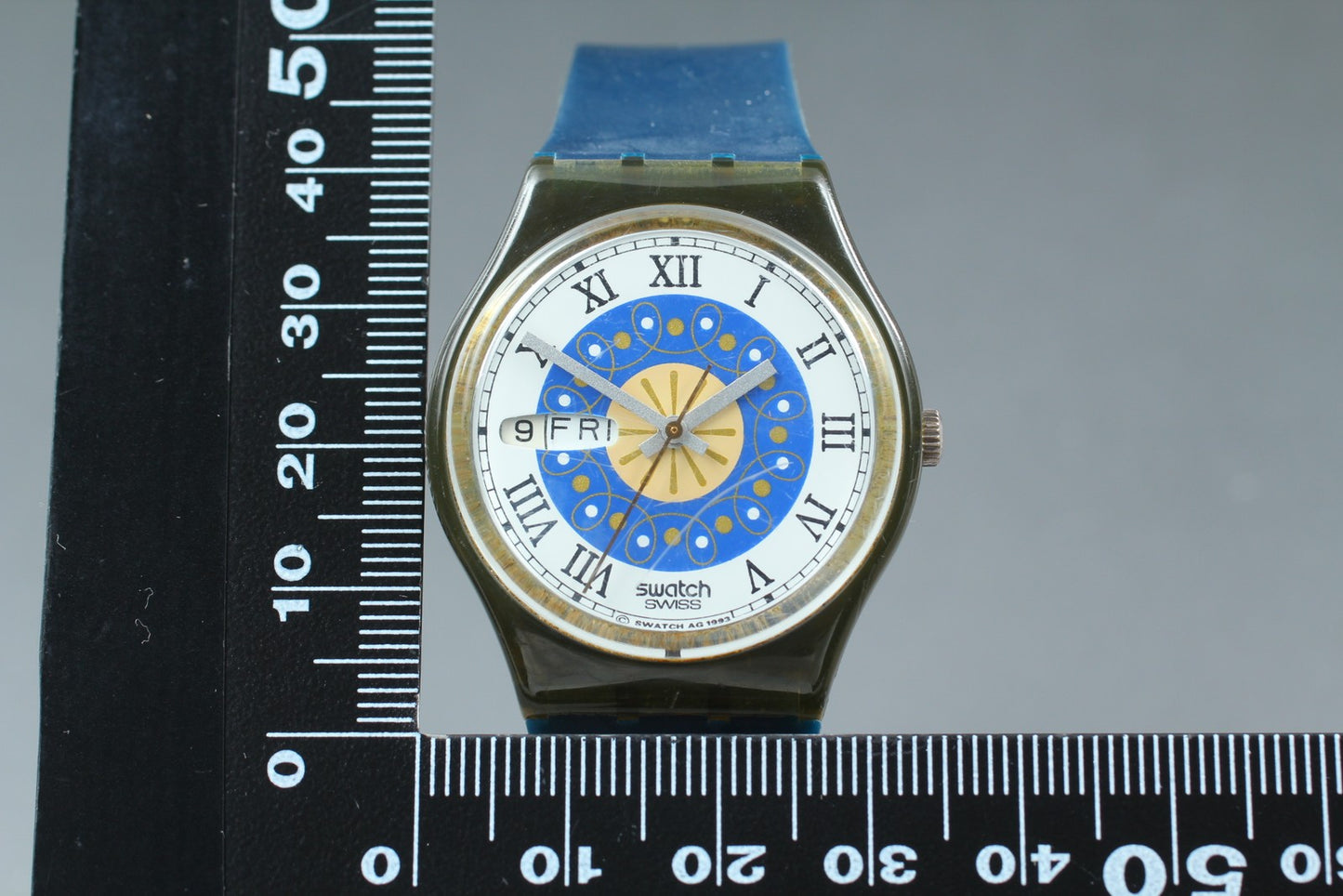 Exc+5 Swatch GM705 Snow Black Blue Quartz 34mm Men's Watch