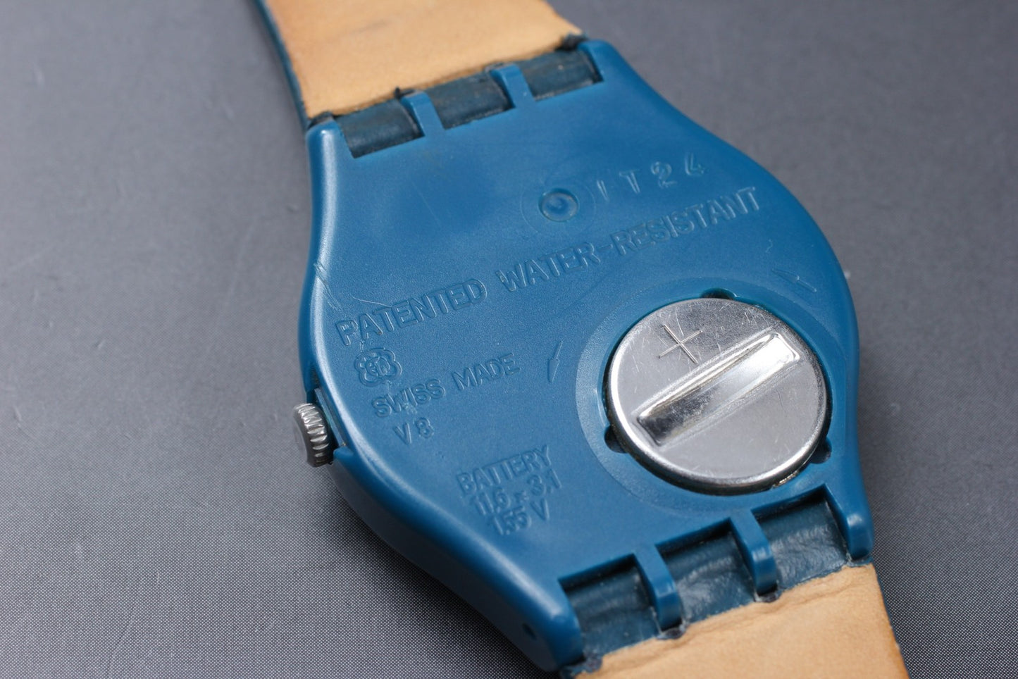 Exc+5 Swatch Blue Bottle GN719 Day Date Quartz 34mm Men's Watch