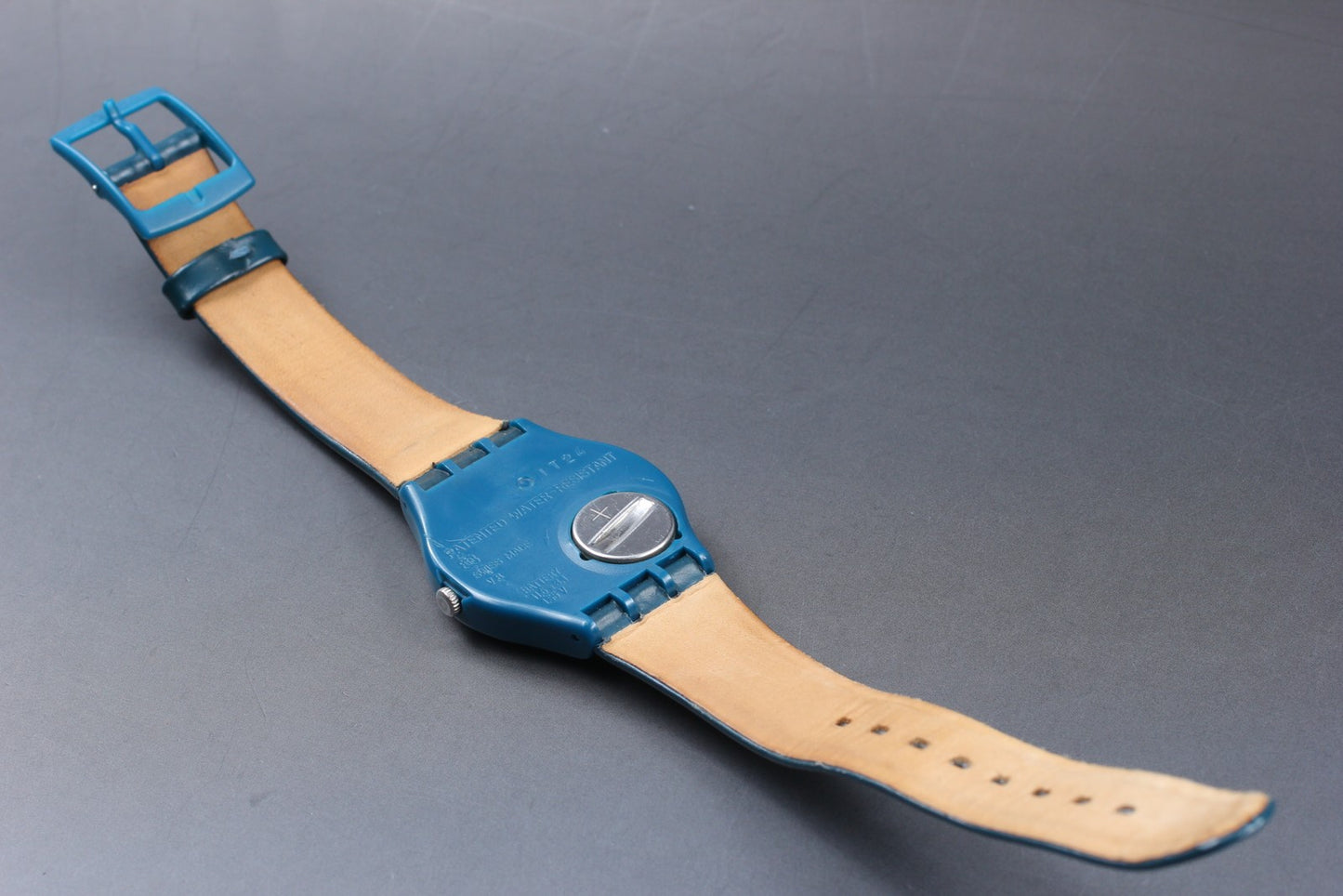 Exc+5 Swatch Blue Bottle GN719 Day Date Quartz 34mm Men's Watch