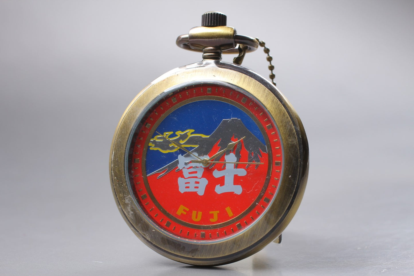 [Top MINT] Mt. Fuji Red Dial 48mm Quartz Pocket Watch Ltd 170/300 Aka-Fuji JAPAN