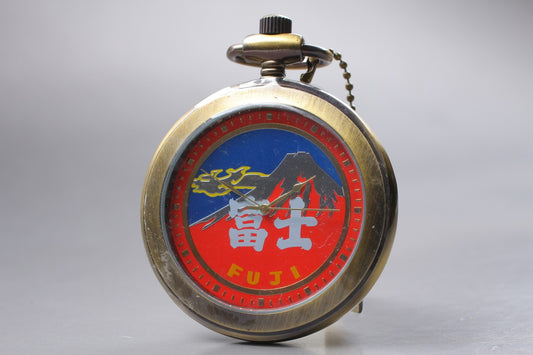 [Top MINT] Mt. Fuji Red Dial 48mm Quartz Pocket Watch Ltd 170/300 Aka-Fuji JAPAN