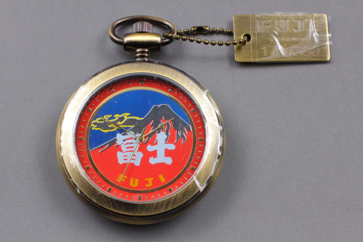 [Top MINT] Mt. Fuji Red Dial 48mm Quartz Pocket Watch Ltd 170/300 Aka-Fuji JAPAN