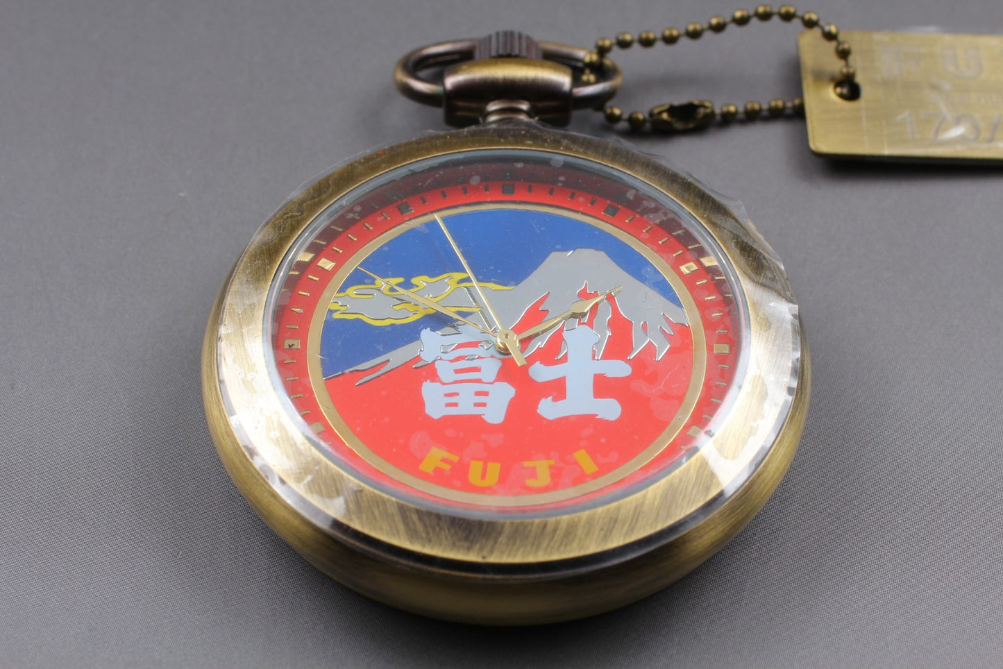 [Top MINT] Mt. Fuji Red Dial 48mm Quartz Pocket Watch Ltd 170/300 Aka-Fuji JAPAN