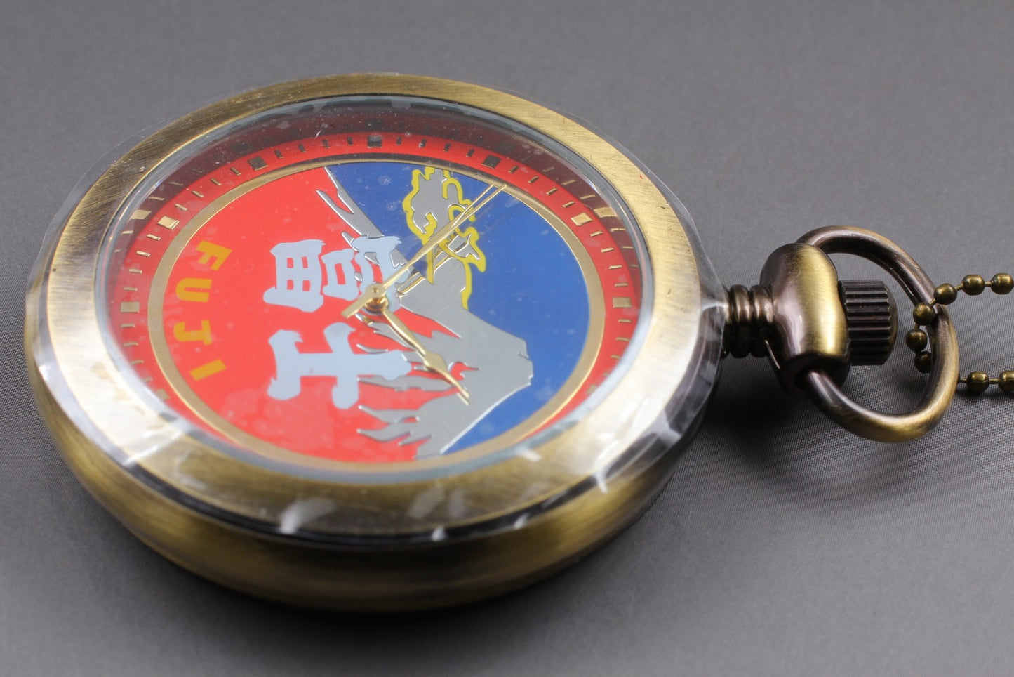 [Top MINT] Mt. Fuji Red Dial 48mm Quartz Pocket Watch Ltd 170/300 Aka-Fuji JAPAN