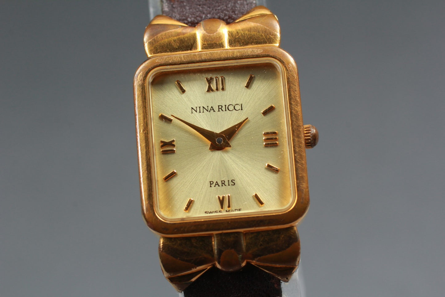New Battery [Exc+5] Nina Ricci D950 Gold Roman Dial 18mm Quartz Ladies Watch